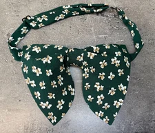 Handmade Oversized Dark Green Floral Bow tie Vintage style Wedding Prom