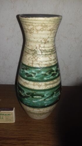 VEB Gräfenroda DDR Vase Keramik Vintage 60er Fat Lava grün braun - Bild 1 von 6