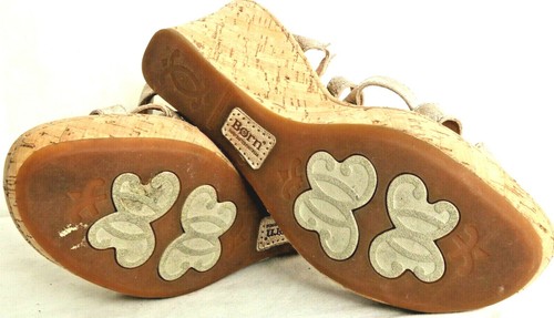Sandalias Born B05155 Oro Corcho Plataforma Cuña Tacón Tirantes Zapatos Para Mujer 10 - Imagen 6 de 9