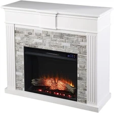 Bondale Touch Screen Electric Fireplace W/Faux Stone Surround