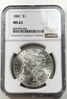 1882-P $1 Morgan Dollar NGC MS63 Silver US Coin LUSTER!