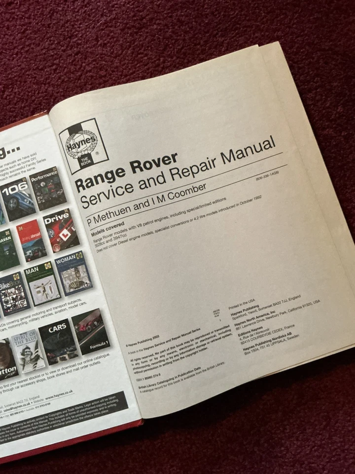 Range Rover Classic Haynes Workshop  Manual - 1970 To Oct 1992 up to K reg  - Image 3 of 4