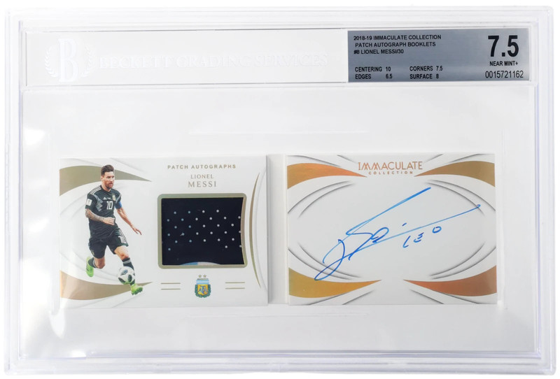 2018 Panini Immaculate Lionel Messi Auto On Card Patch Booklet Jersey BGS 7.5 /3