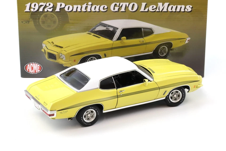 1:18 ACME 1972 PONTIAC GTO LEMANS RAM AIR COUPE MONARCH GIALLO/ TETTO IN VINILE - Immagine 3 di 4