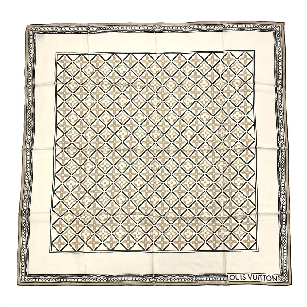 LOUIS VUITTON Beige Flower Tile Scarf M78980