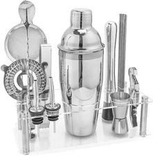Cocktail Shaker Set with Acrylic Stand | 14 Pieces Mixology Bartender Kit | Bar 
