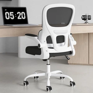Home Office Desk Chair Mesh Recline Filp Armrest Lumbar Support Rolling Wheels