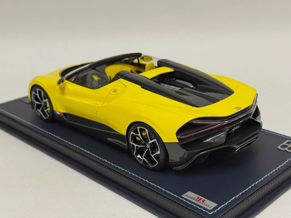 1/18 MR Collection Bugatti W16 Mistral in Yellow on leather base BUG015B - Image 2 of 4