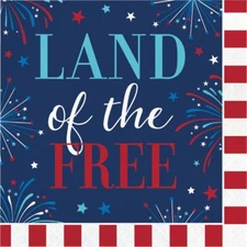 Freedom Fireworks Lunch Napkins Paper 16 Per Pack Patriotic Tableware Supplies