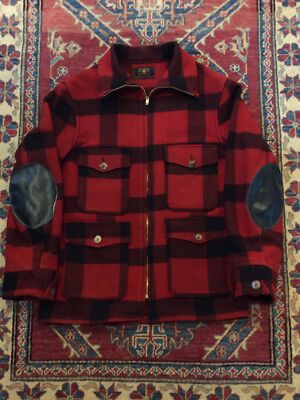 VTG 40s Hirsch Weis Buffalo Plaid Virgin Wool Mackinaw Hunting 