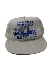 VTG Pinyon Flats CA 1986 Earthquake Gray Mesh Trucker SnapBack Hat Cap