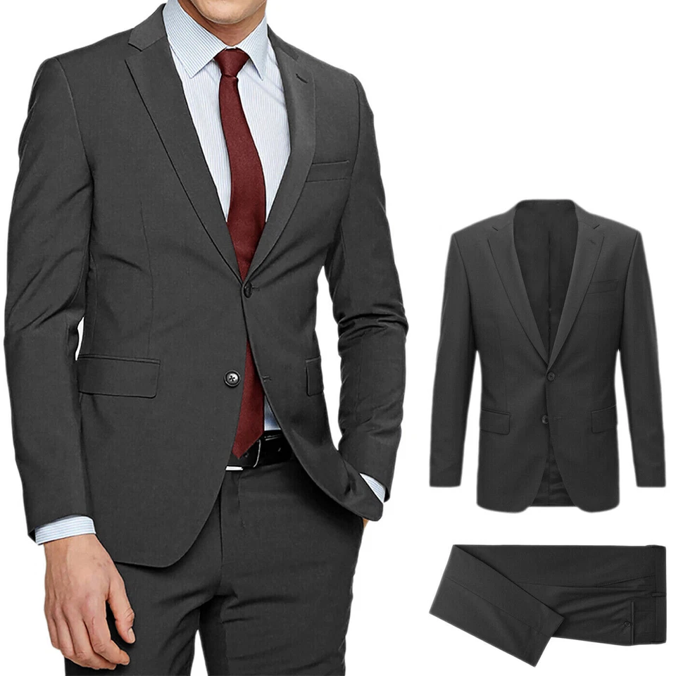 Abito Uomo Blu Nero Elegante Slim Fit Vestito cerimonia Sartoriale Casual VEQUE - Imagen 4 de 4