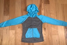 HEAD GIRLS GRAY  BLUE ATHLETIC HOODED ZIP SWEATSHIRT SIZE M EXCELLENT COND LD1