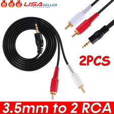 2x 3.5mm to RCA Cable 2RCA toAUX Cord 2RCA to 3.5mm Adapter Stereo Audio Y-Cable