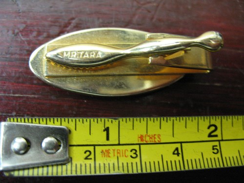 MR. TARA TIE CLASP GOLD TONE w/ MOTHER OF PEARL INSET - Picture 2 of 3