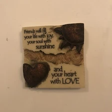 Friends Will Fill Your Life With Joy Decorative 3D Wall Hang Art Size 3.5x3.5"