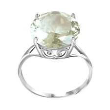 18K. SOLID GOLD RING WITH NATURAL 12.0 MM ROUND GREEN AMETHYST