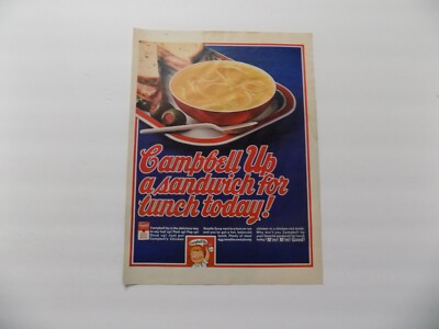 #ad 1969 PRINT AD CAMPBELL SOUP AND SANDWICH LUNCH CAMPELL SOUP KID $8.12