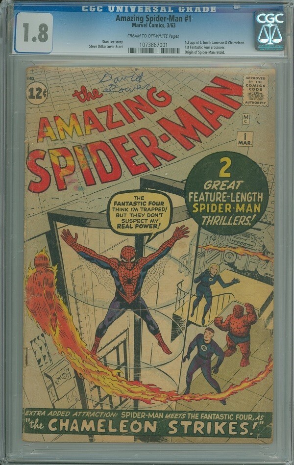 AMAZING SPIDER-MAN #1 (MARVEL 1963) CGC 1.8 ORIGINAL SERIES AMAZING SPIDER-MAN #1 (MARVEL 1963) CGC 1.8 ORIGINAL SERIES
