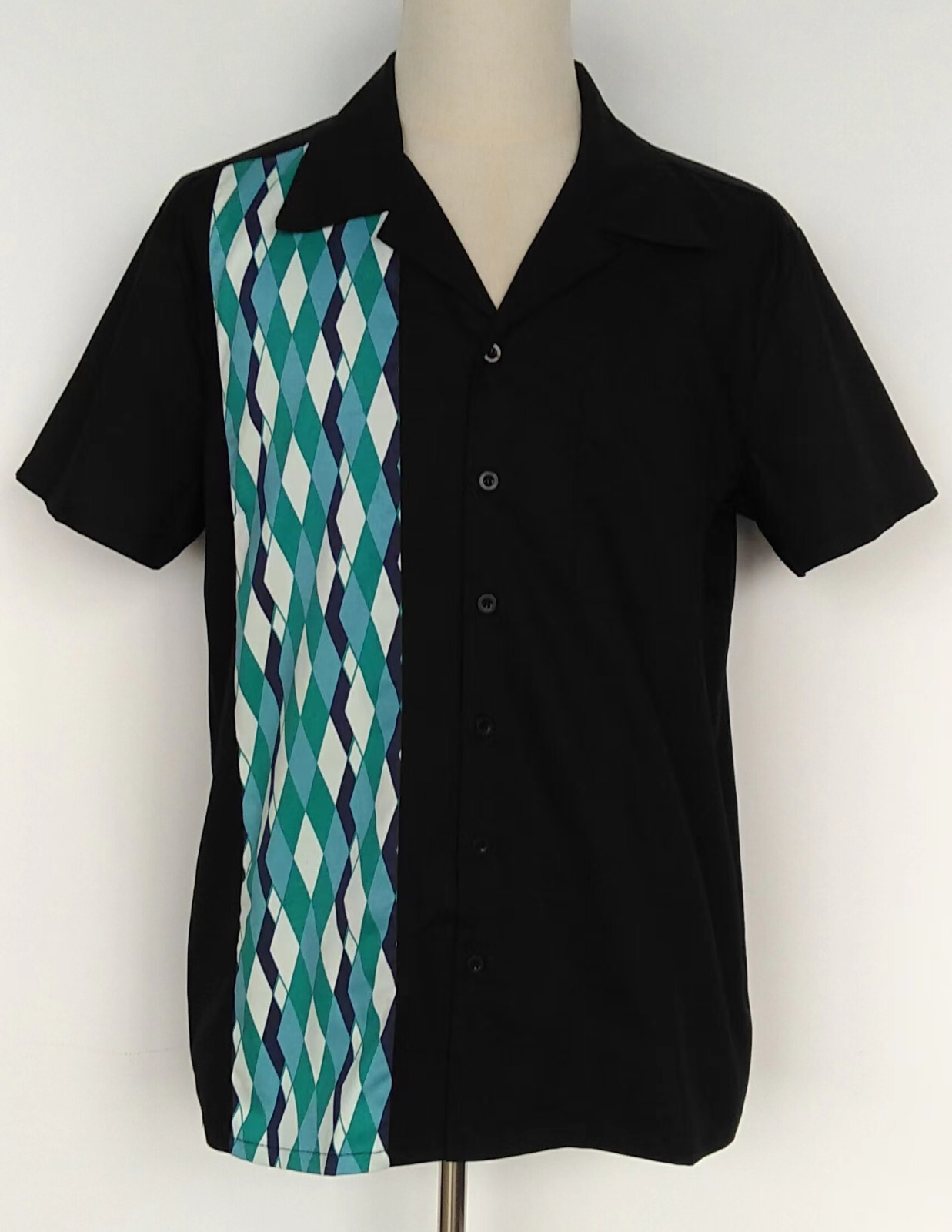 Vintage Shirt Geometric Panel Rock Shirts  (ST110harlequin, XXL)