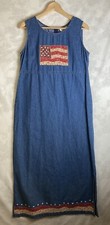 Vinatage 90's Donna Ricco Denim Maxi Jumper Dress Size 12 Both Side Slit Y2K