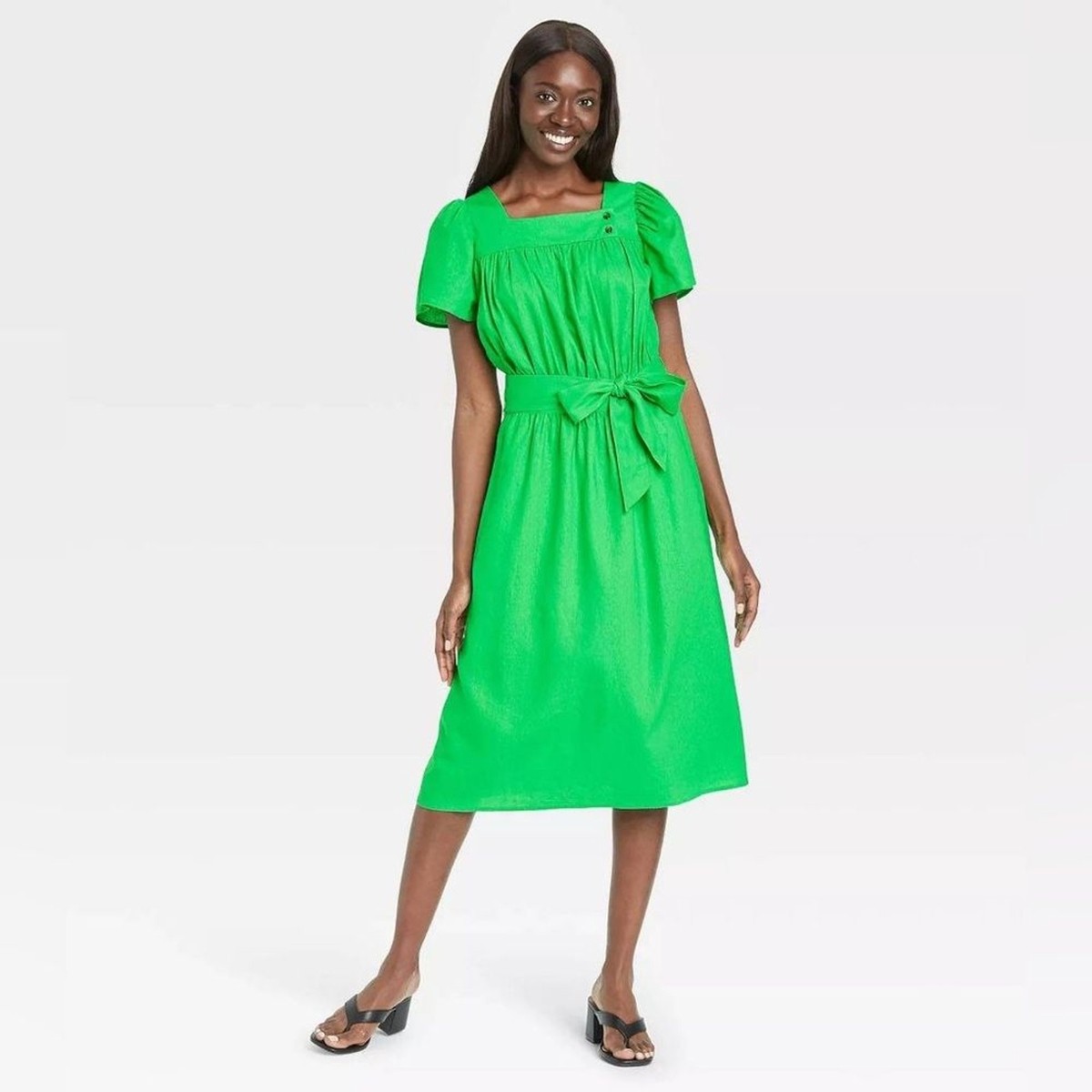 midi peasant dress Sage Green Prairie Cottagecore Dress, Vintage Linen Midi Dress, Regency Farm Dress, Victorian Peasant Dress, Milkmaid Cottagecore Outfit