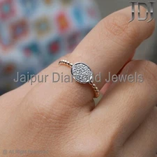 Genuine Double Cut White Diamond Ring Solid 14k Rose Gold Jewelry Stack Ring