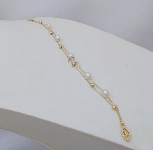 (2587) AAA Hermoso Brazalete de Perlas Blancas Akoya Real de 7-8 mm Oro 14K 7,5-8” - Imagen 2 de 6