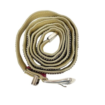 Nanni Genuine Leather Chain Link Belt Silver Beige Italy  display picture 2