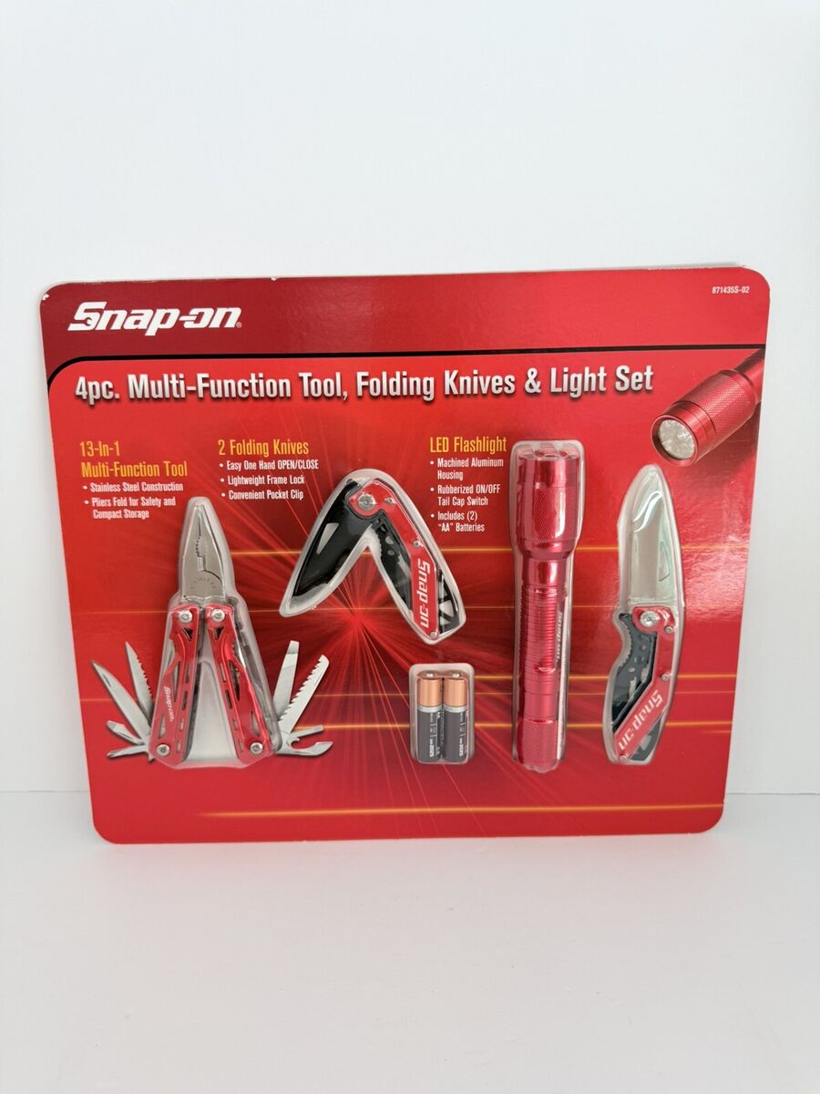Snap-on 4pc Multi-function Tool Folding Knives &flashlight Snap-on 4pc Multi-function Tool Folding Knives &flashlight