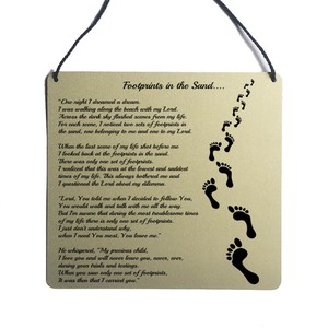 Footprints In The Sand Faith God Positive Poem Wall Art Sign Wall Hanging Gift Ebay