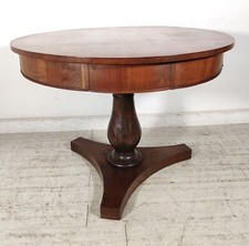 ANTICO TAVOLO ROTONDO ø110 epoca IMPERO 1800 legno NOCE 4 cassetti OLD FURNITURE