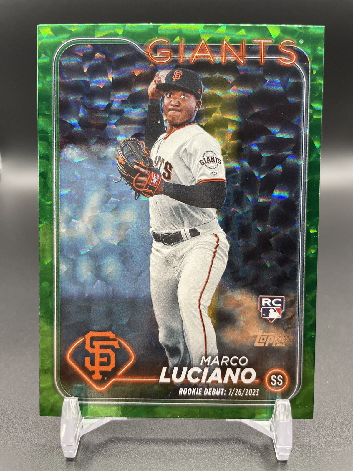 MARCO LUCIANO - 2024 Topps Update Green Crackle Rookie Debut #US217 Giants /499