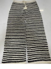 VERONICA BEARD Arzoo Cropped Crochet Cotton Knit Off White  Black Pants S