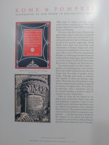 c1920s Westvaco Inspiration Printers No 31 Design Book Winged Victory Samothrace - Imagen 8 de 9