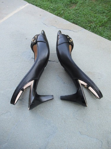 Neu im Karton Cole Haan Air Ivette Slingback/Peeptoe/schwarzes Leder & Lack Heels - 7,5 - Bild 9 von 11