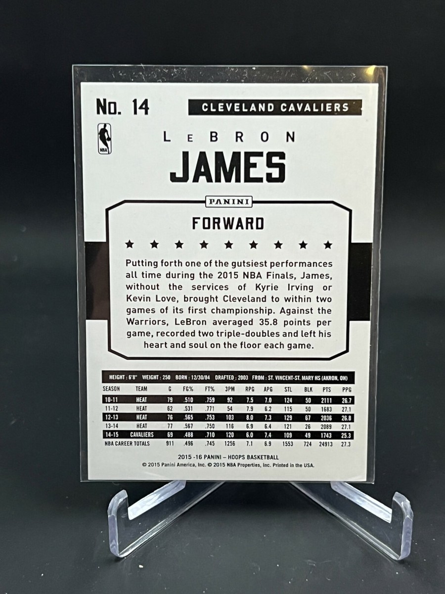 その他 LeBRON JAMES 2015 panini hoops psa10 LeBron James 2015 Hoops #14 Base Price Guide - Sports Card