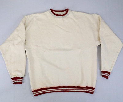 Vintage 90s Tultex Blank Adult Size M Oatmeal Sweatshirt Crewneck Contrast Trim