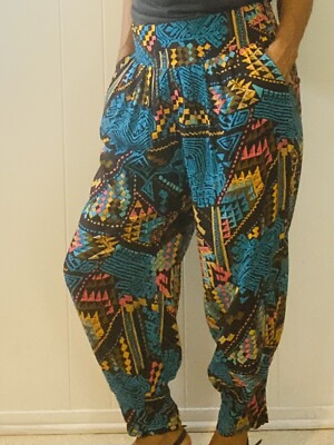 Harem Pants Women's Ex small Boho Blue Loose Beach Hippie 0244