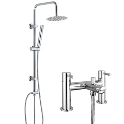 Chrom Bad Dusche Mischbatterie Einhebel mit 3 Wege Runde Starre Steigstange Kit