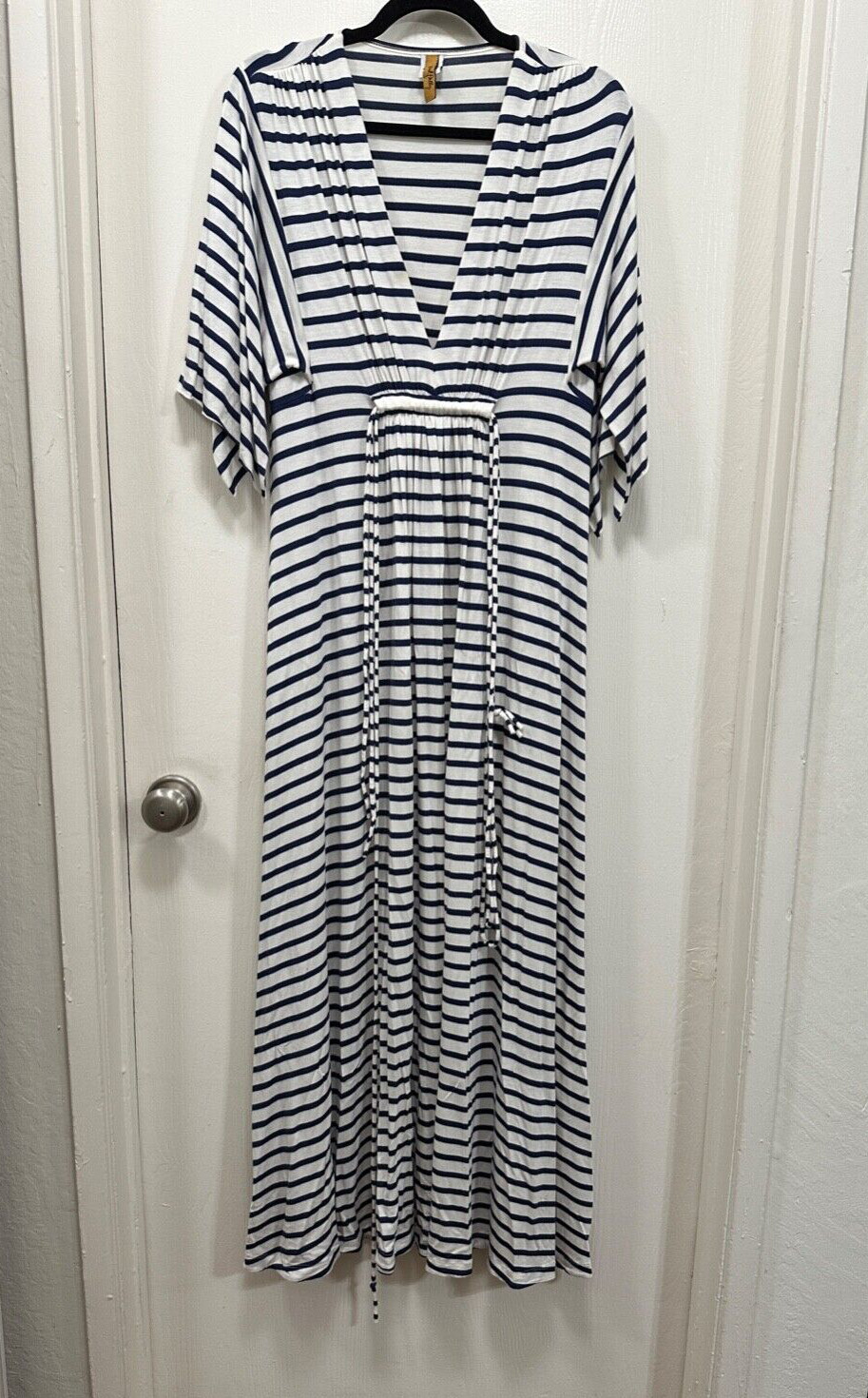 Rachel Pally Women Nautical Maxi Dress Caftan Striped Blue size XS