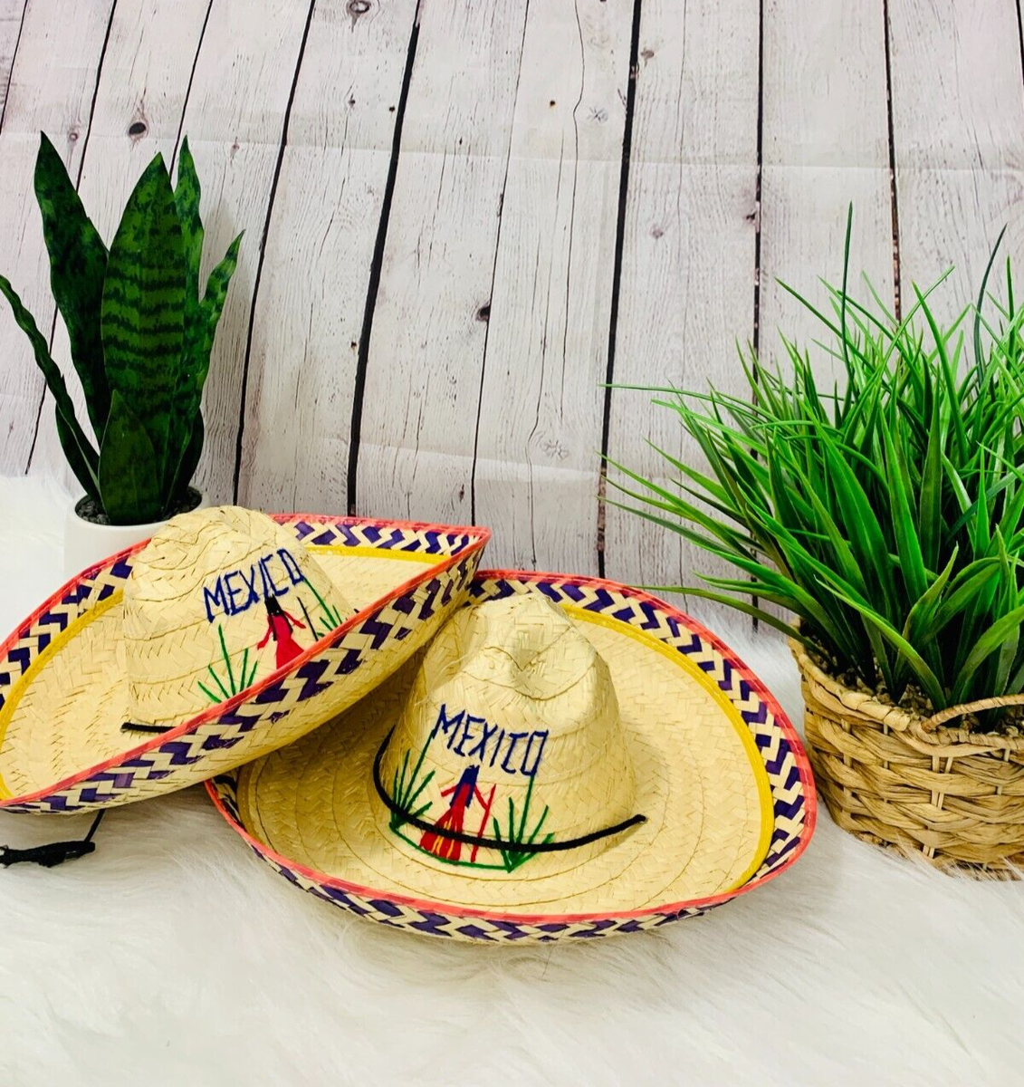 Authentic Mexican Kids Straw Sombreros Pack Handmade in Mexico