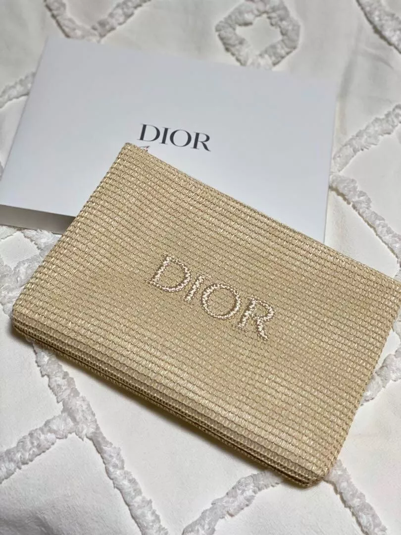 Christian Dior beauty Pouch Makeup Bag Case Beige Logo 28 x 20cm Novelty