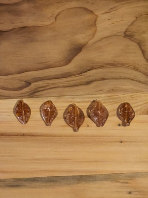5 Golden Brown Lampwork Glass Twirl Beads 26x18mm