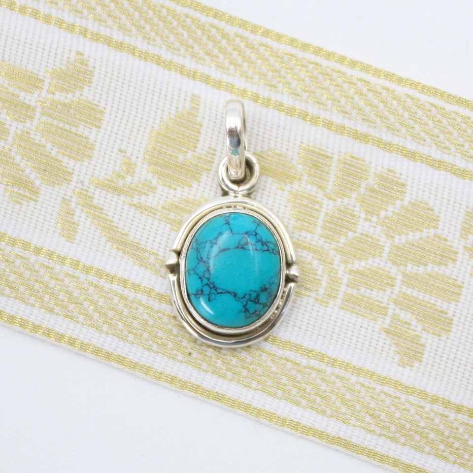 Anhänger Silber 925 Kettenanhänger Oval Sterlingsilber Oval Türkis-Howlith - Bild 3 von 4