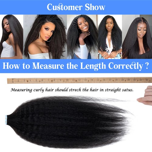 80PCS Kinky Tape In Extensions Human Hair Thick Full Head Skin Weft 200G Short - Picture 19 of 21