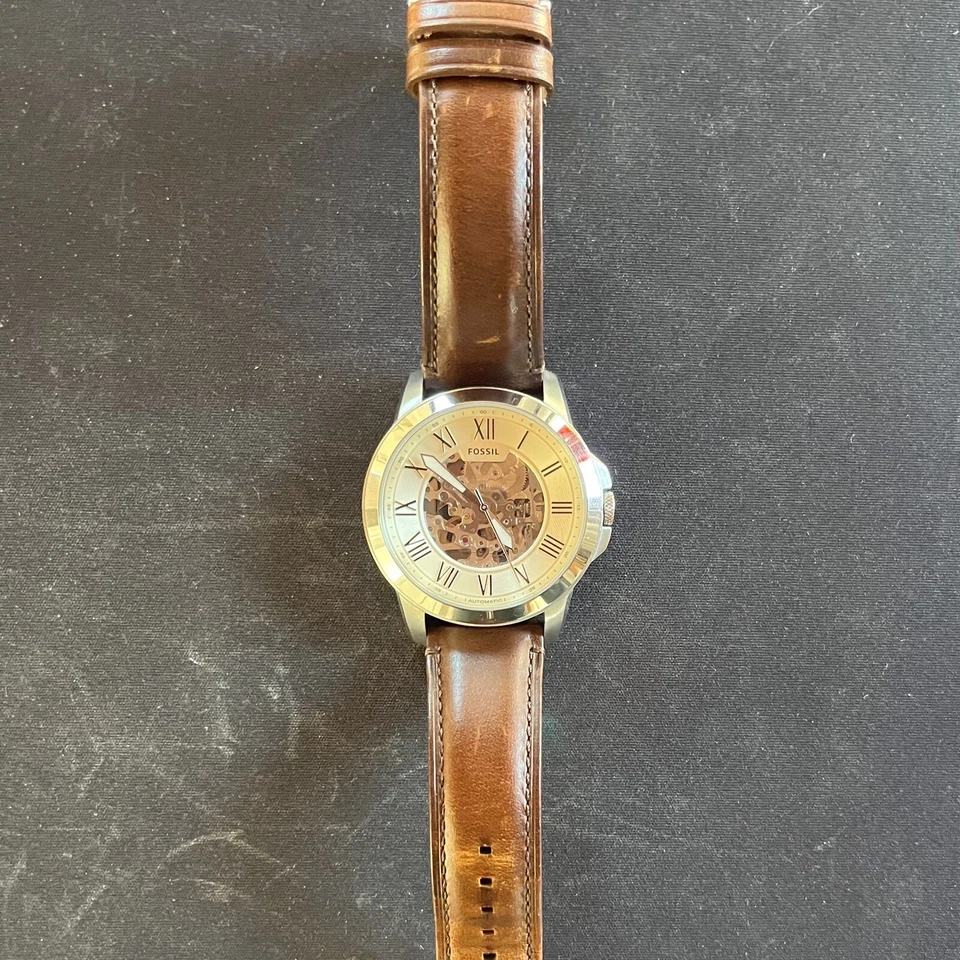 Orologio Uomo Automatico Fossil Grant ME3099 Sub 50mt in Acciaio e Pelle - Raro - Immagine 3 di 4