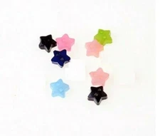 Pkg 50 STARS Plastic Buttons 1/4" (6mm)(2114D) Black, Lt Blue, Dark Pink, Green
