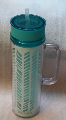 #ad #ad Aladdin Water Bottle 20 oz With Straw Green EC $24.00