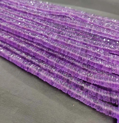 Natural Pink Amethyst Faceted Tyre Shape Beads 8 "AAA Amethyst Heishi Cut / Wheel - Imagen 2 de 7